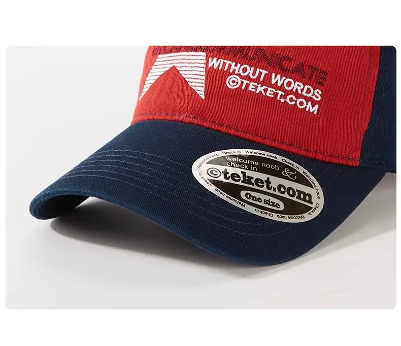 American Retro Letter Embroidery Baseball Cap Light Blue Navy — feature 9
