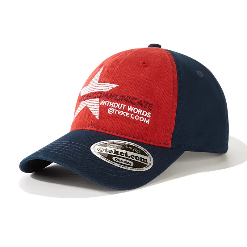 American Retro Letter Embroidery Baseball Cap Light Blue Navy - Image 2