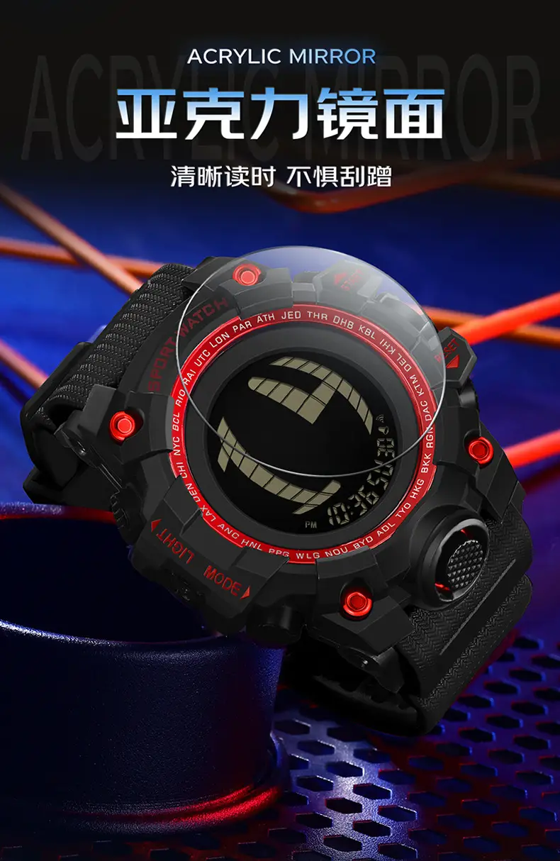 Sanda Sport Watch Orange Strap Waterproof Multi-Functional Sports Watch — feature 16
