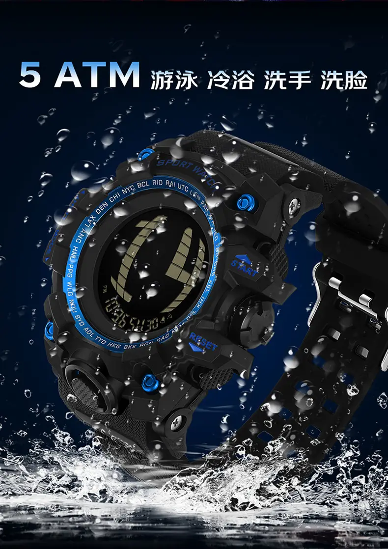 Sanda Sport Watch Orange Strap Waterproof Multi-Functional Sports Watch — feature 17