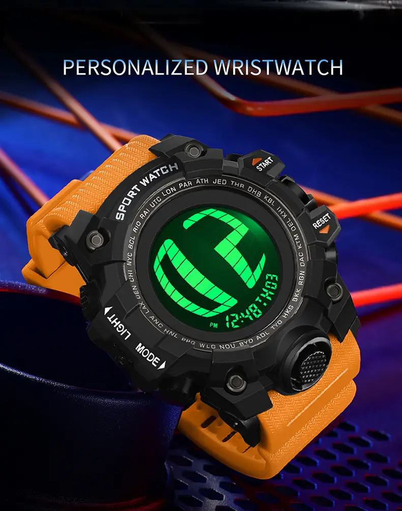 Sanda Sport Watch Orange Strap Waterproof Multi-Functional Sports Watch — feature 38