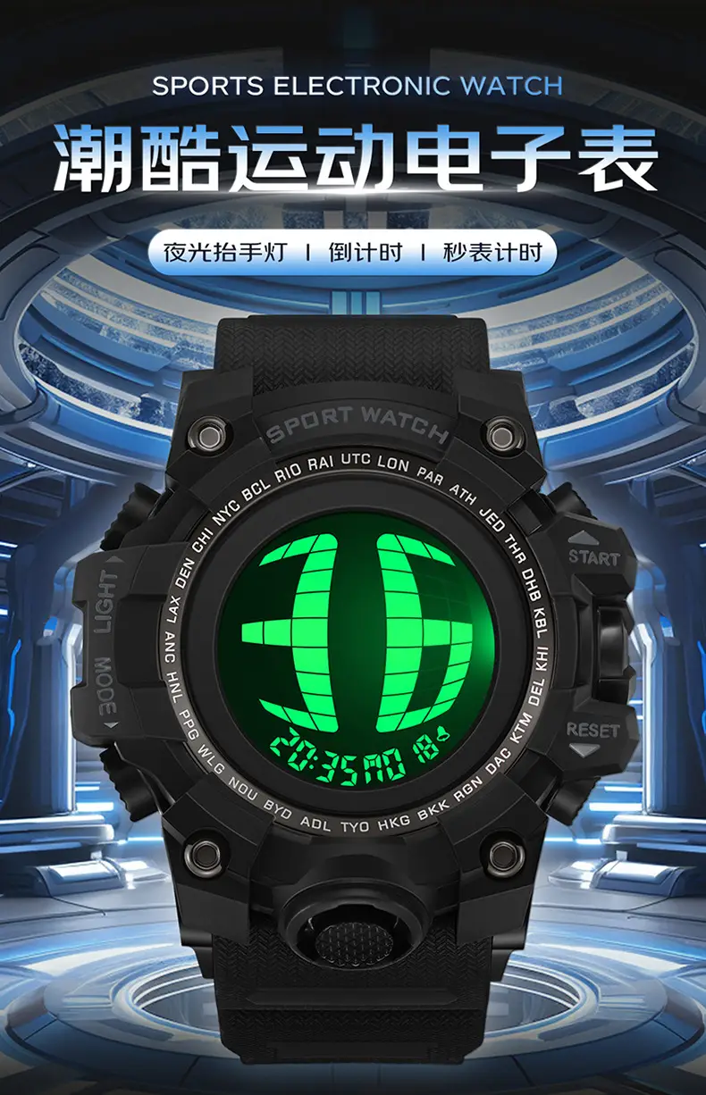 Sanda Sport Watch Orange Strap Waterproof Multi-Functional Sports Watch — feature 4