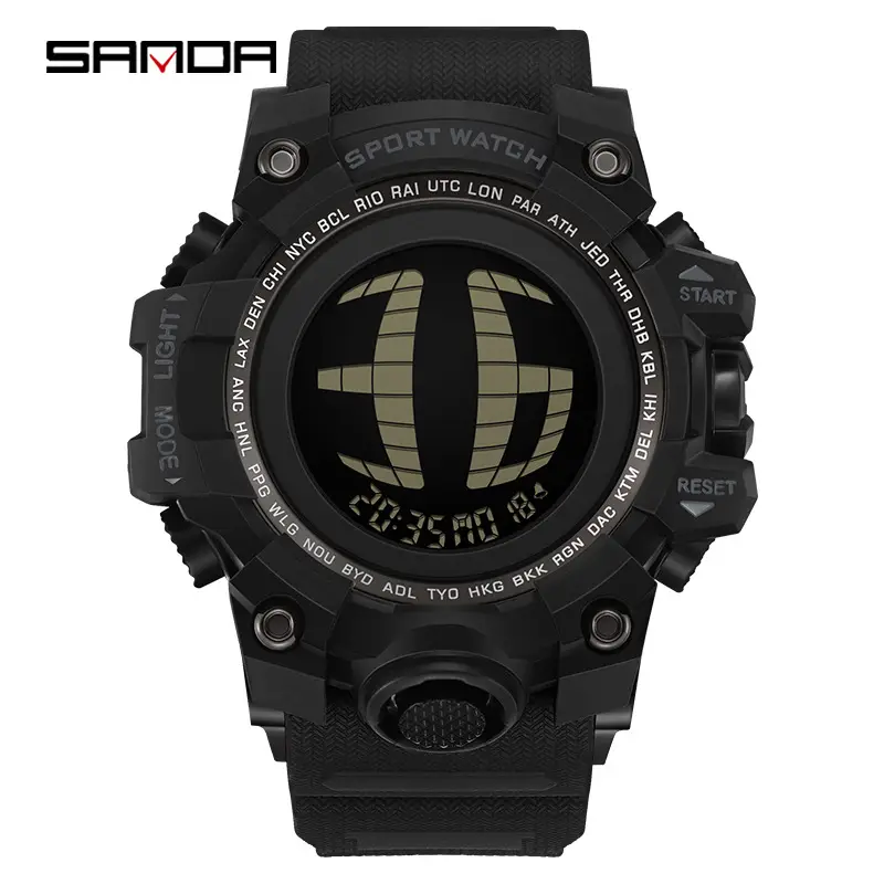 Sanda Sport Watch Orange Strap Waterproof Multi-Functional Sports Watch