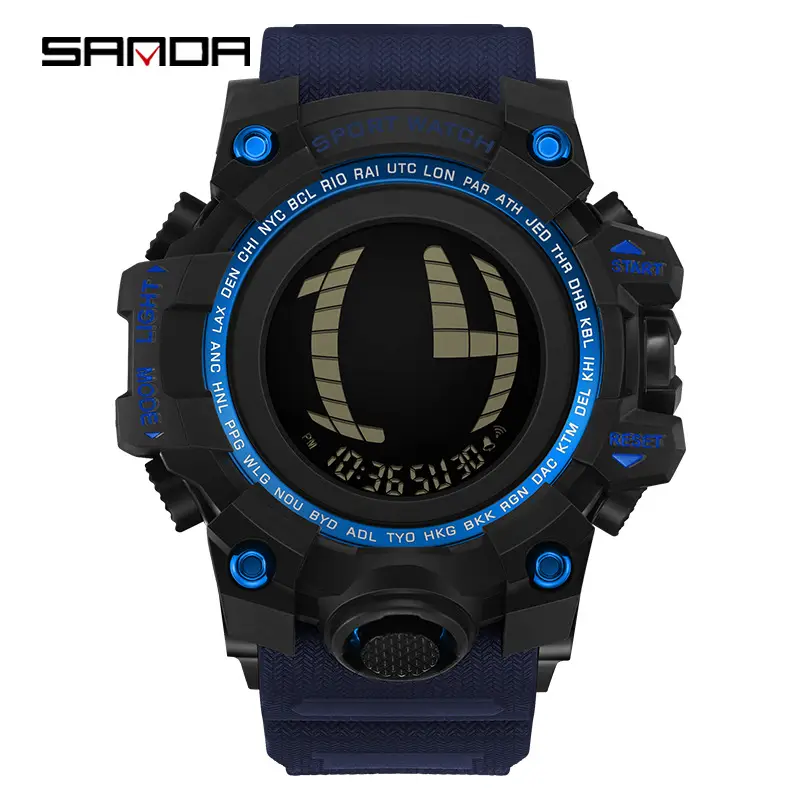 Sanda Sport Watch Orange Strap Waterproof Multi-Functional Sports Watch