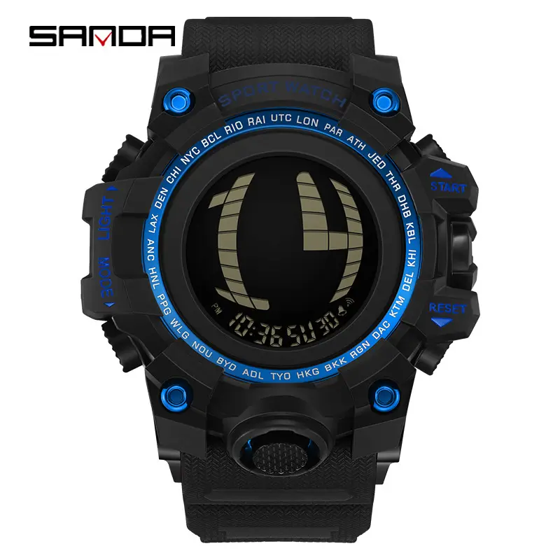 Sanda Sport Watch Orange Strap Waterproof Multi-Functional Sports Watch