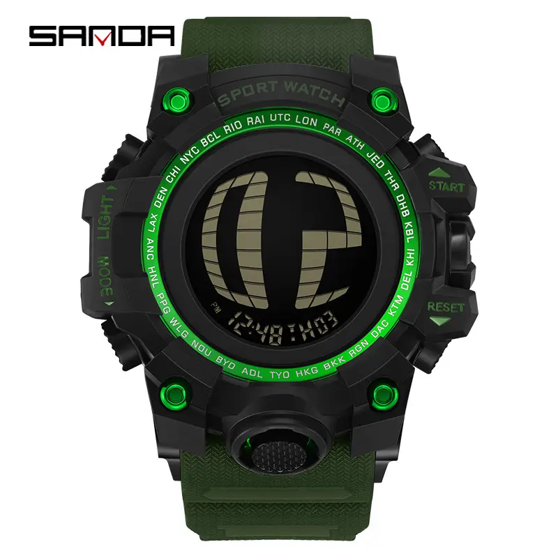 Sanda Sport Watch Orange Strap Waterproof Multi-Functional Sports Watch