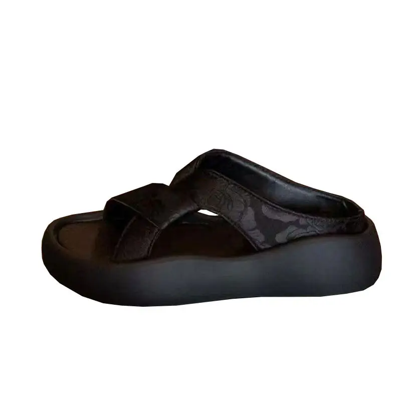 Platform Thick-Soled Sandals for Women's Summer Outer Wear 2025 New Chinese Style with Skirt Embroidered Casual Beach Slippers - Image 8