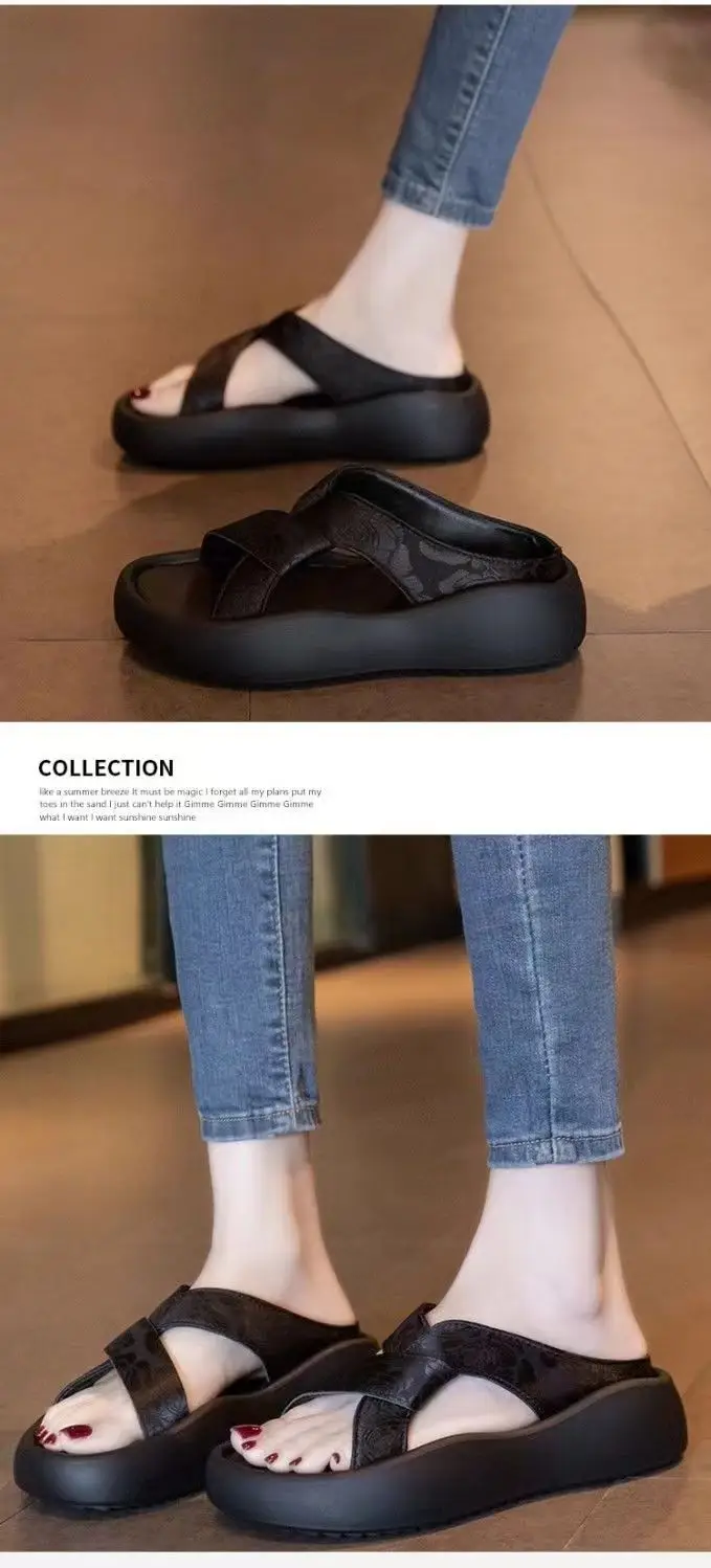 Platform Thick-Soled Sandals for Women's Summer Outer Wear 2025 New Chinese Style with Skirt Embroidered Casual Beach Slippers — feature 10