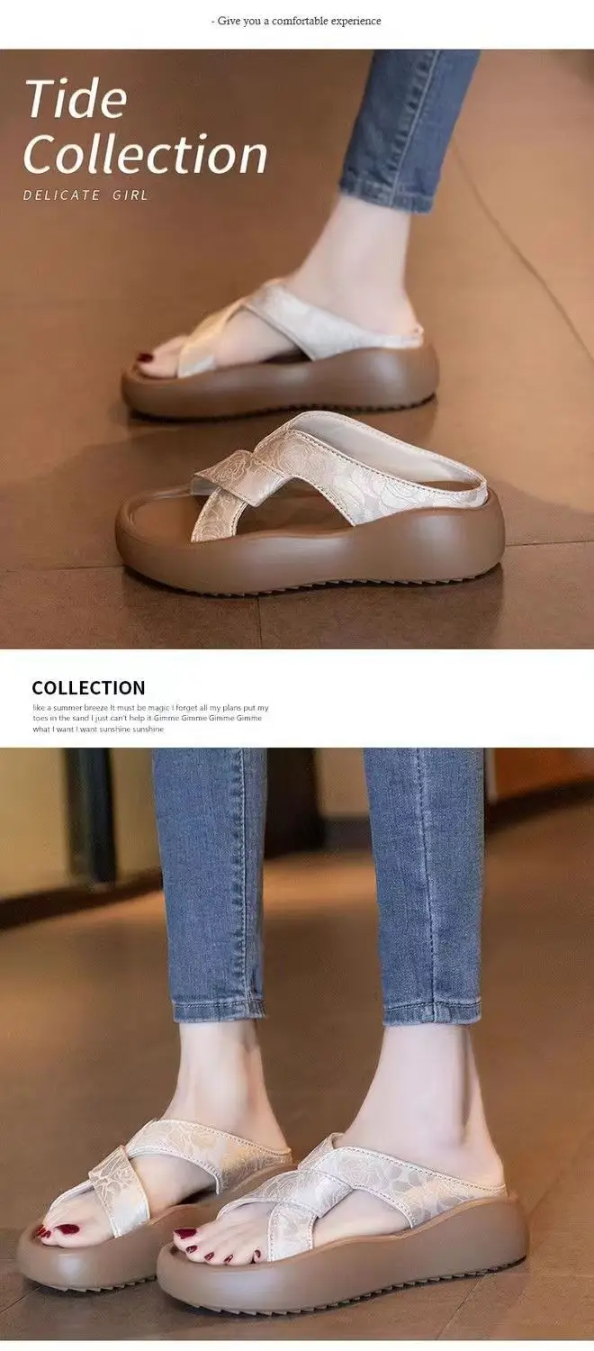 Platform Thick-Soled Sandals for Women's Summer Outer Wear 2025 New Chinese Style with Skirt Embroidered Casual Beach Slippers — feature 12
