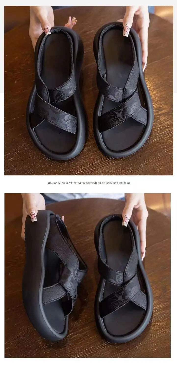 Platform Thick-Soled Sandals for Women's Summer Outer Wear 2025 New Chinese Style with Skirt Embroidered Casual Beach Slippers — feature 13