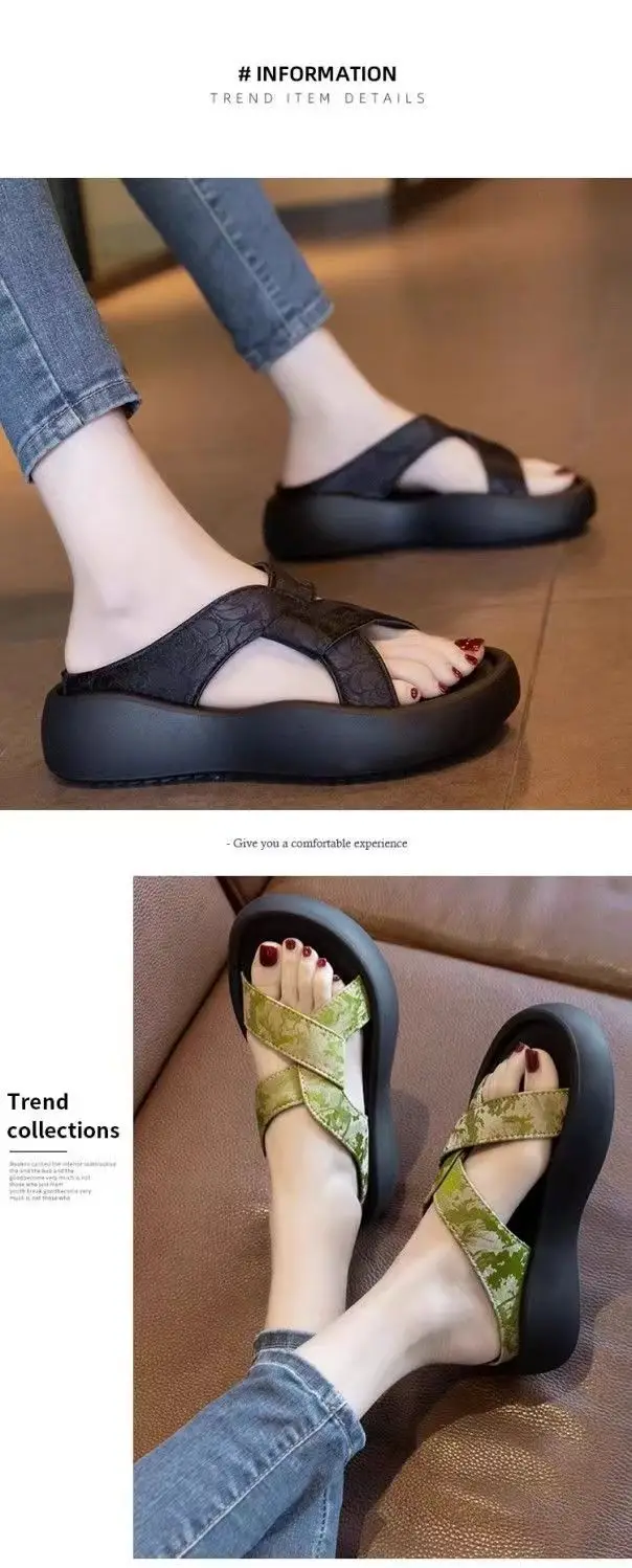 Platform Thick-Soled Sandals for Women's Summer Outer Wear 2025 New Chinese Style with Skirt Embroidered Casual Beach Slippers — feature 15