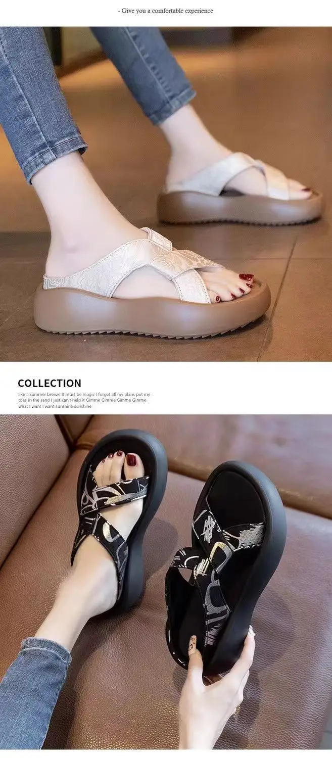 Platform Thick-Soled Sandals for Women's Summer Outer Wear 2025 New Chinese Style with Skirt Embroidered Casual Beach Slippers — feature 6
