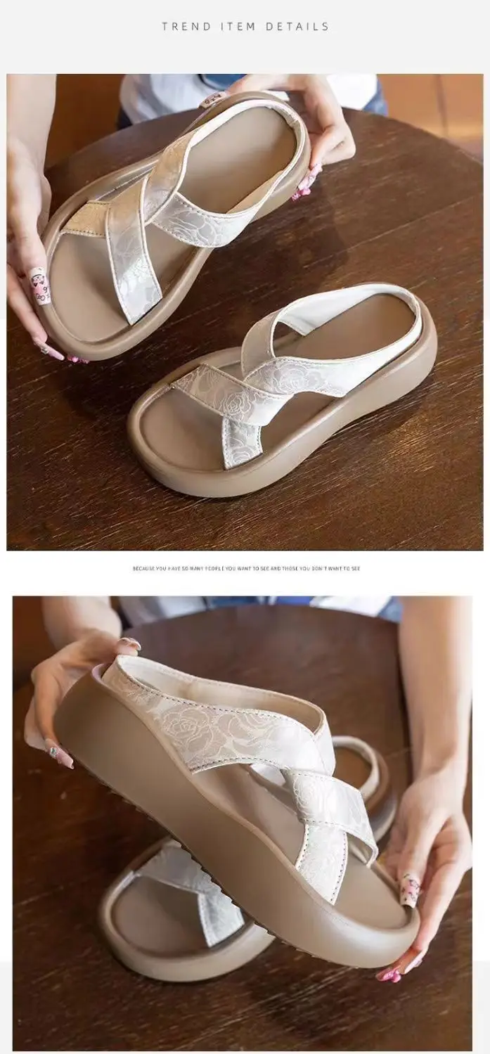 Platform Thick-Soled Sandals for Women's Summer Outer Wear 2025 New Chinese Style with Skirt Embroidered Casual Beach Slippers — feature 8