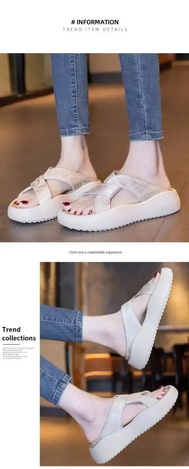 Platform Thick-Soled Sandals for Women's Summer Outer Wear 2025 New Chinese Style with Skirt Embroidered Casual Beach Slippers — feature 9