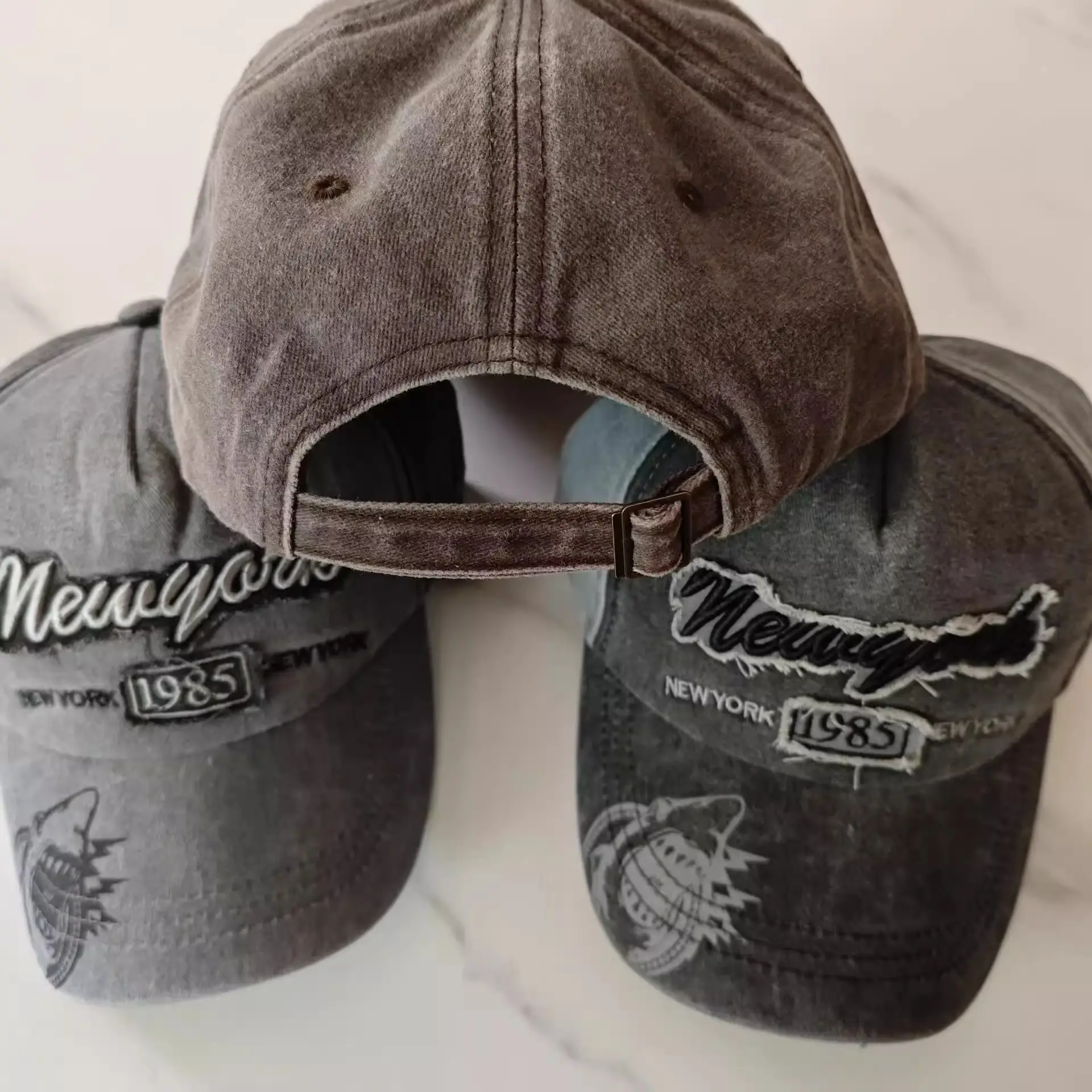 Vintage Duckbill Sun Hat with Letter Embroidery - Image 8