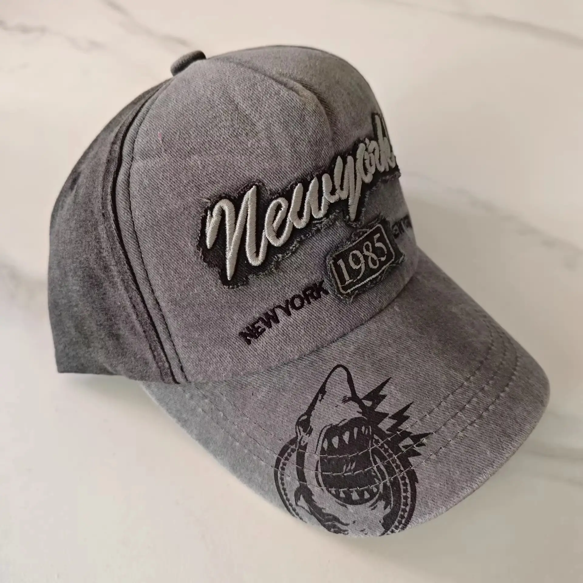 Vintage Duckbill Sun Hat with Letter Embroidery — feature 11