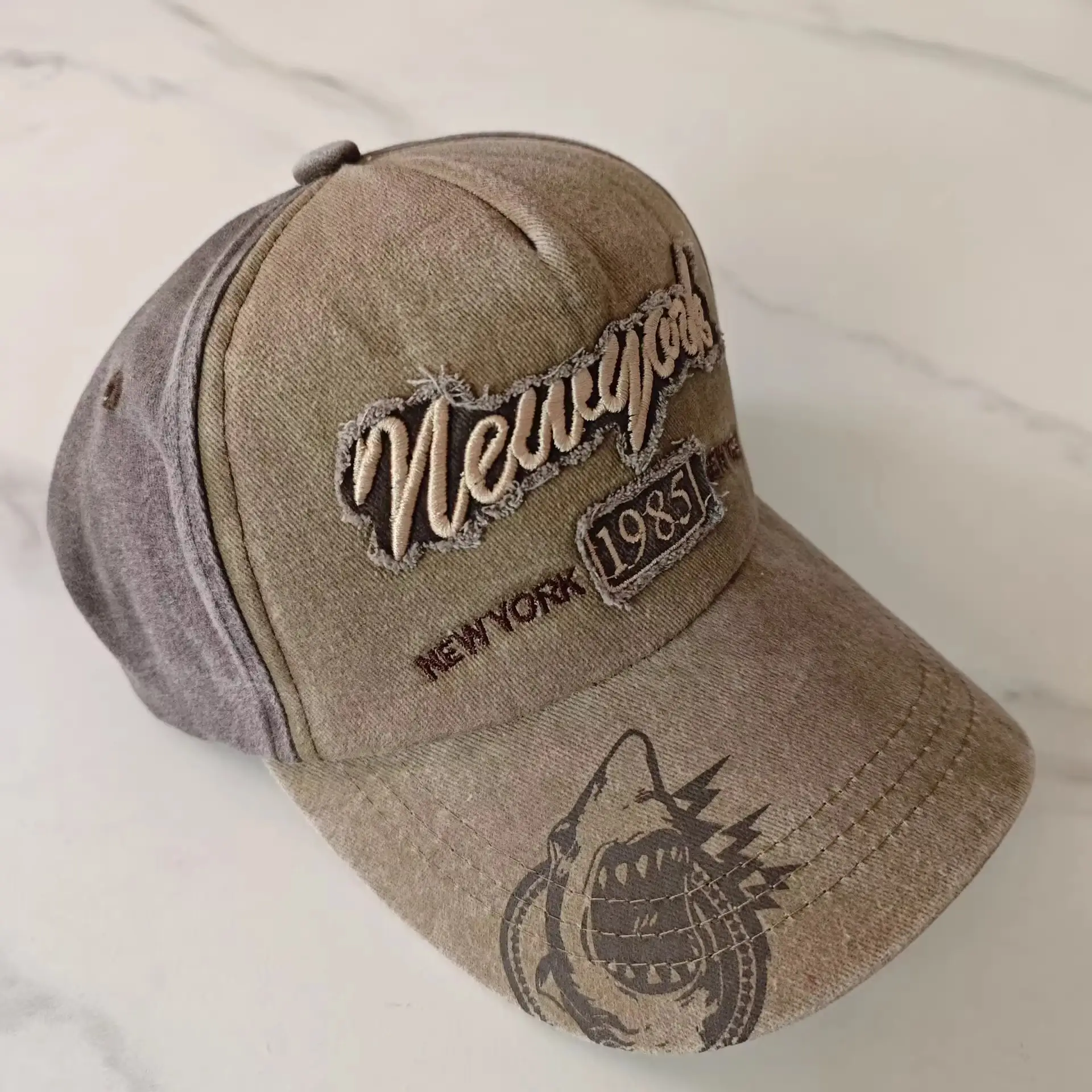 Vintage Duckbill Sun Hat with Letter Embroidery — feature 5