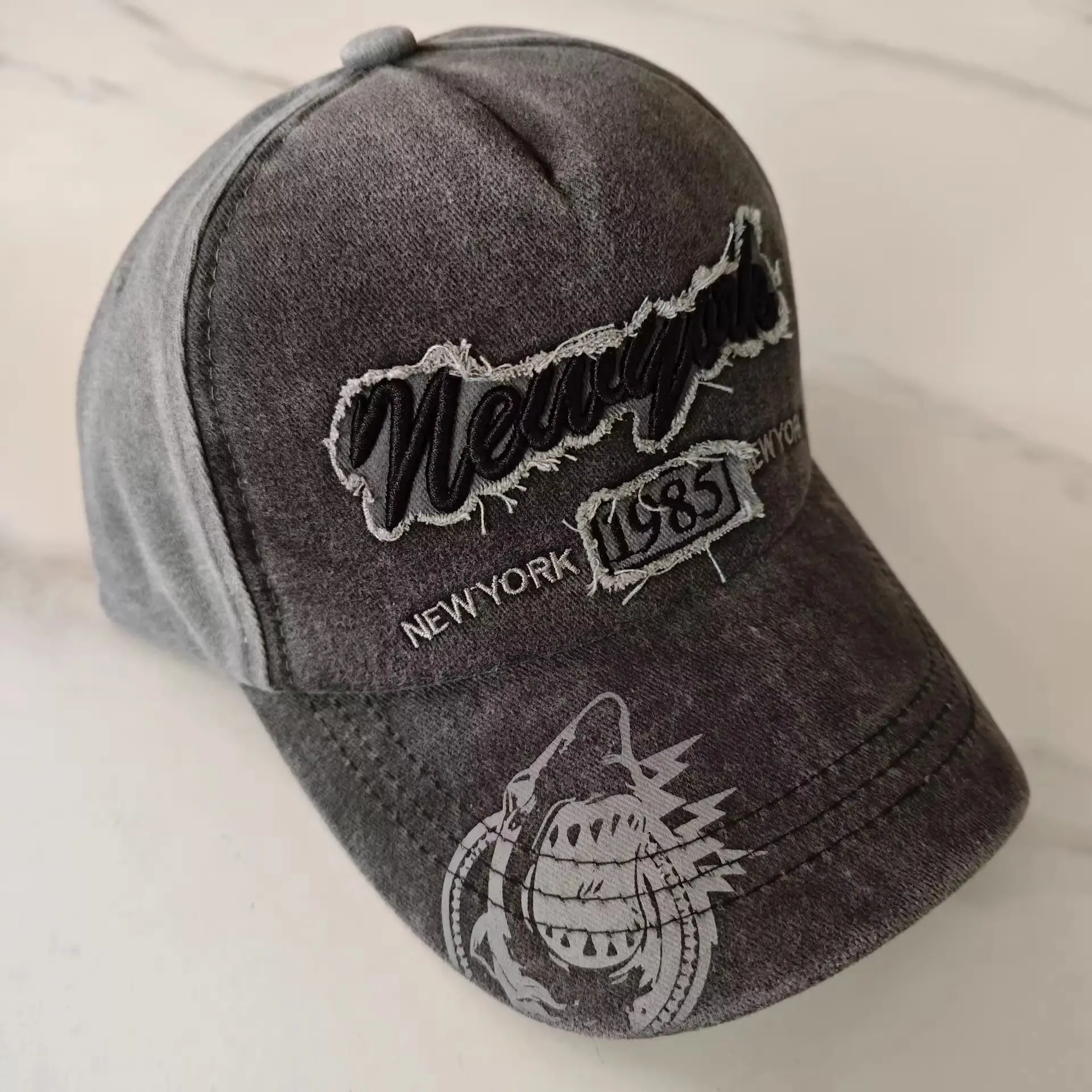 Vintage Duckbill Sun Hat with Letter Embroidery — feature 6