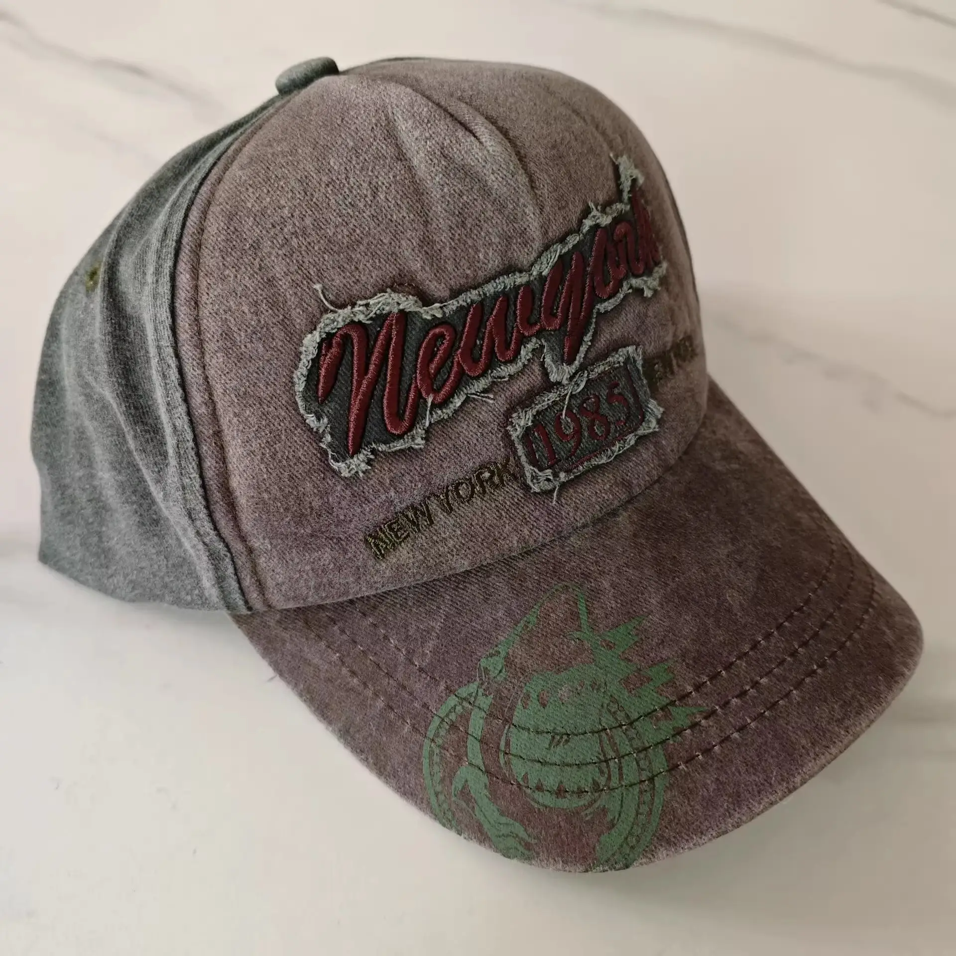 Vintage Duckbill Sun Hat with Letter Embroidery — feature 7