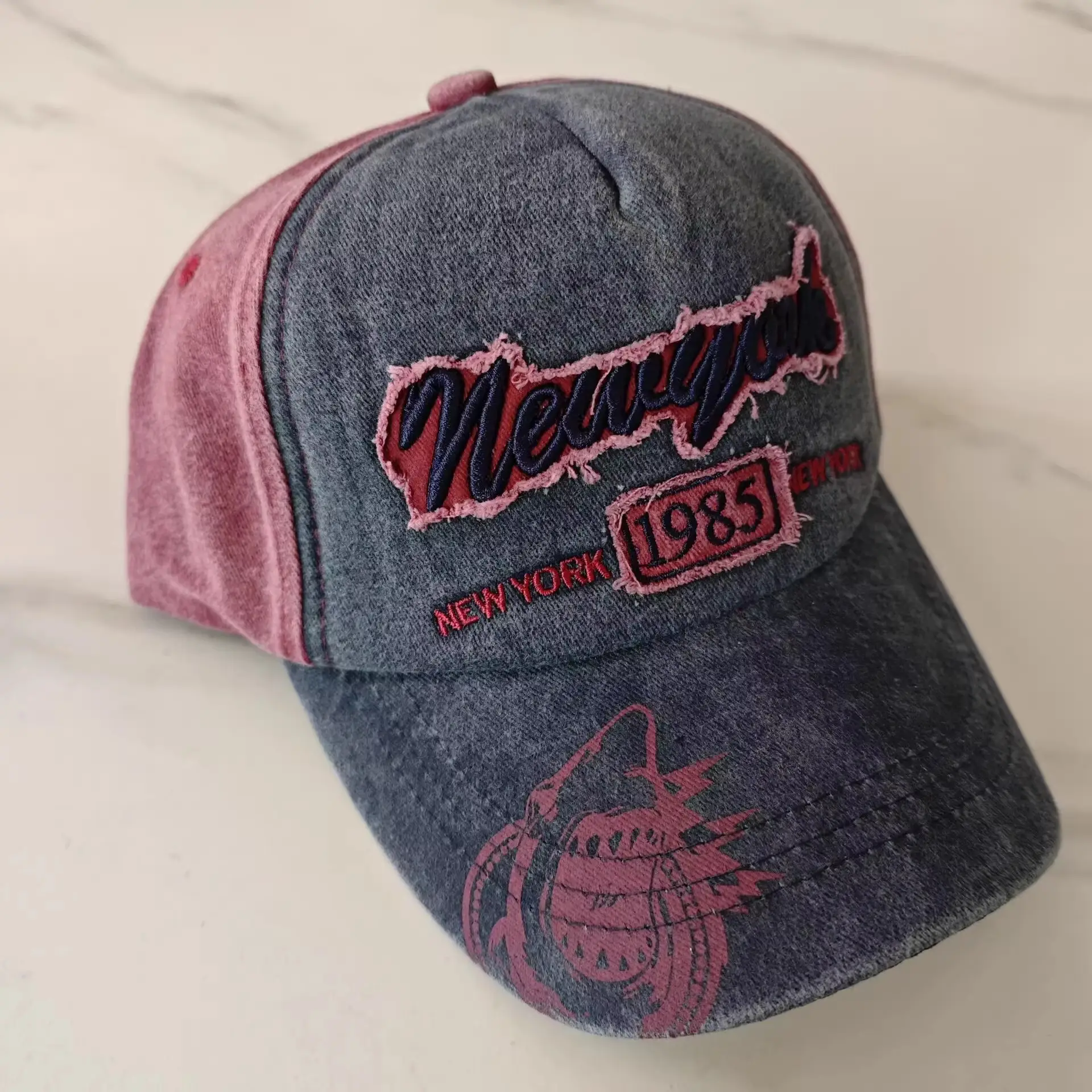 Vintage Duckbill Sun Hat with Letter Embroidery — feature 9
