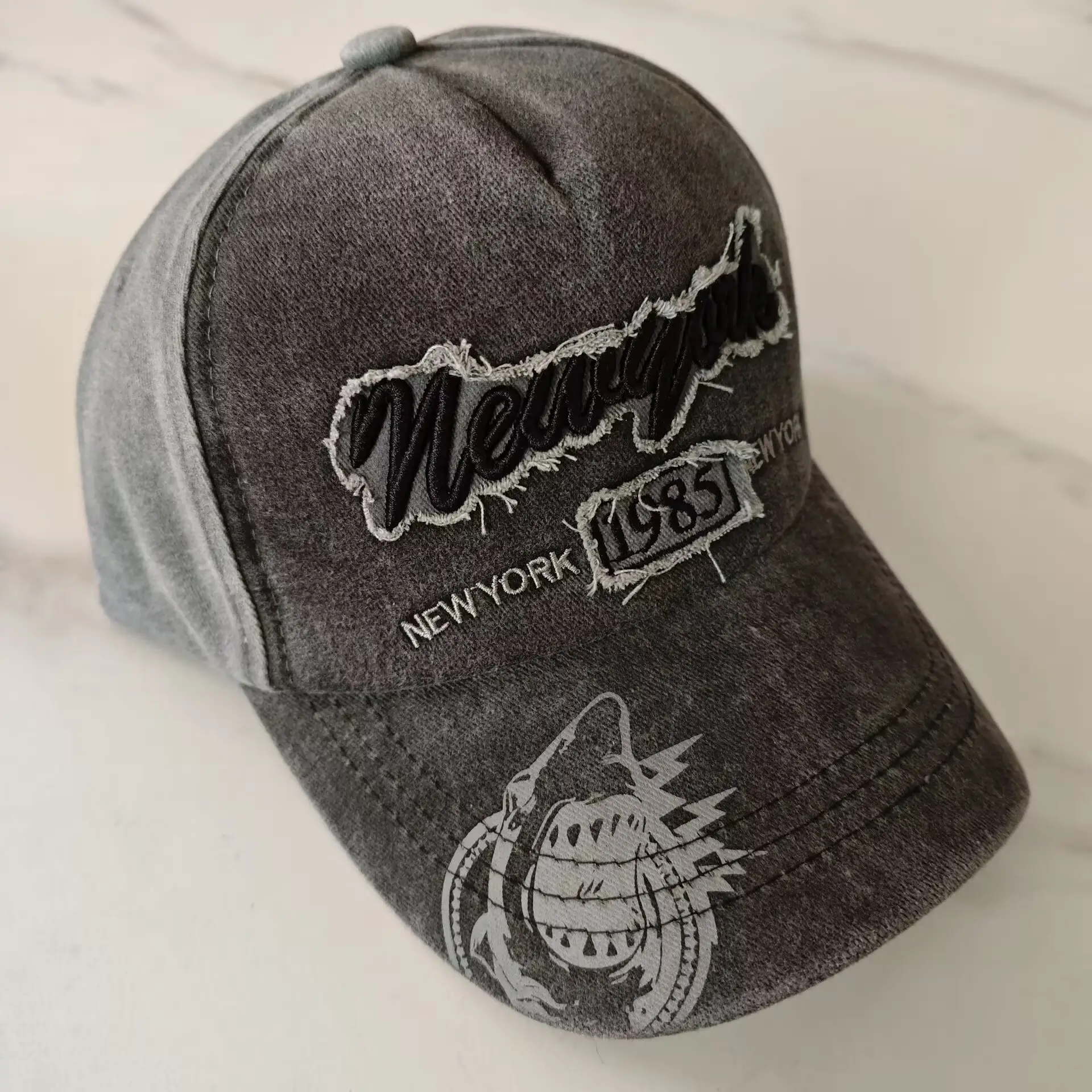 Vintage Duckbill Sun Hat with Letter Embroidery - Image 2