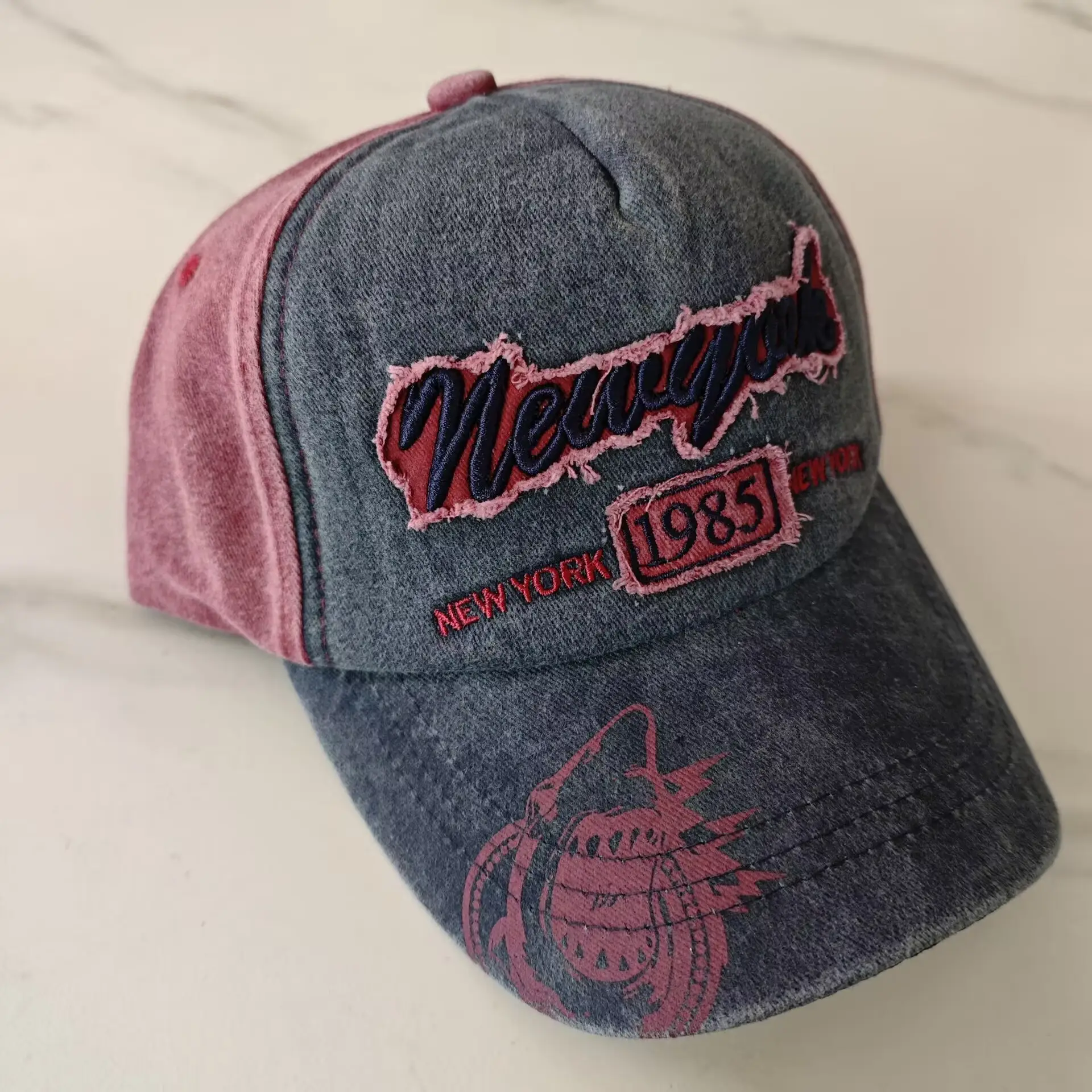 Vintage Duckbill Sun Hat with Letter Embroidery - Image 4