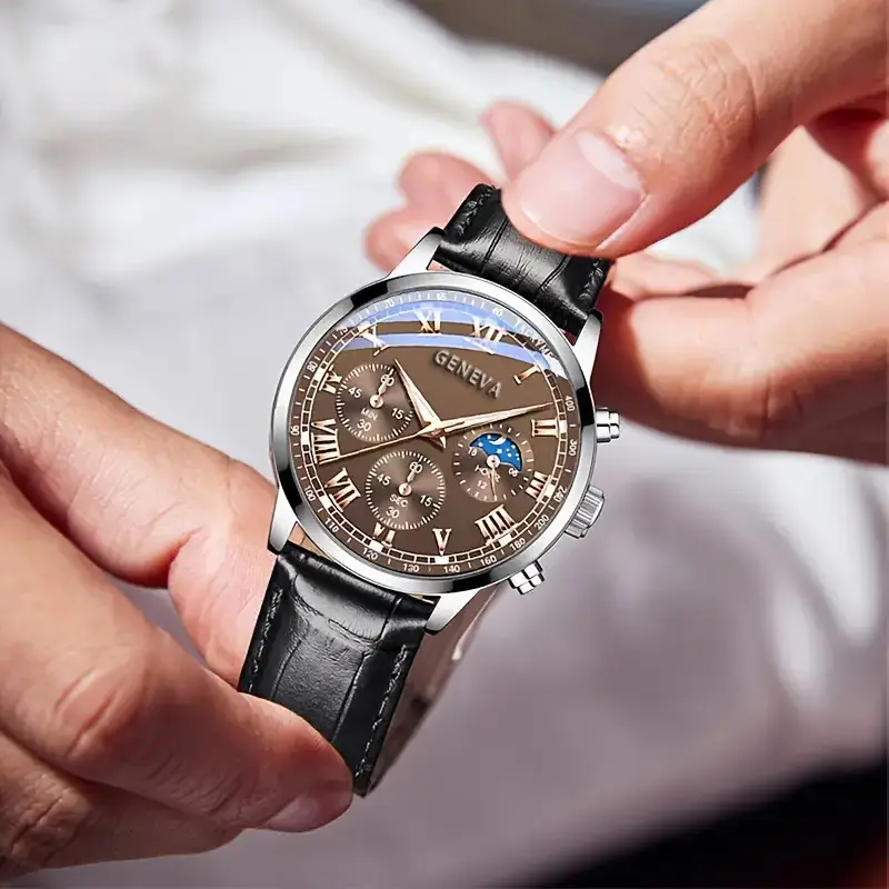 Cross-border explosions men's watches business automatic watches glass quartz watches fake three-eye men's watches wholesale