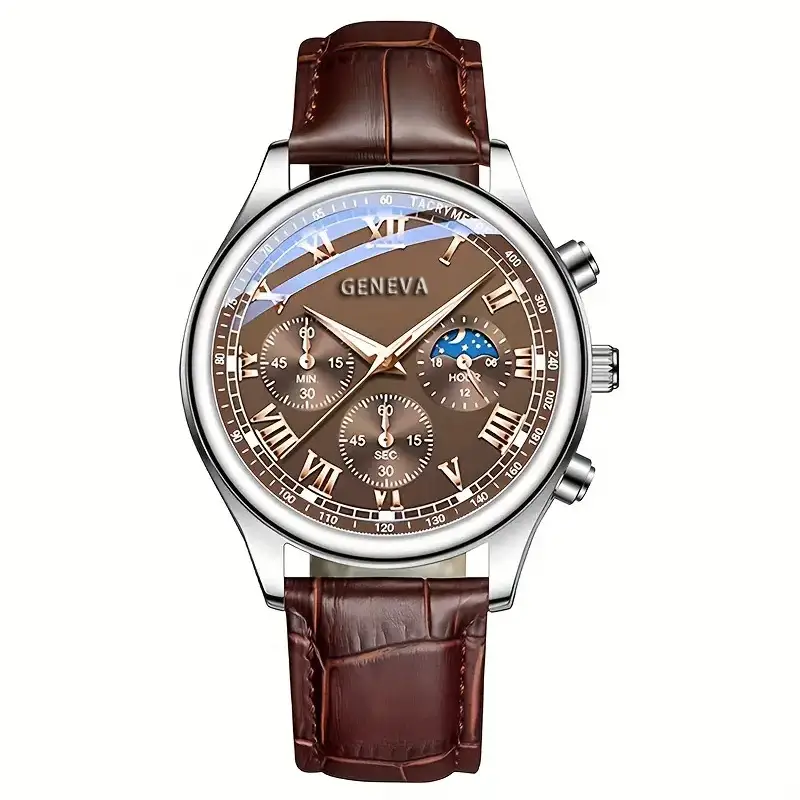 Cross-border explosions men's watches business automatic watches glass quartz watches fake three-eye men's watches wholesale