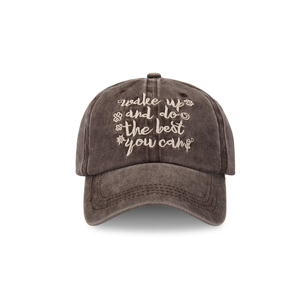 Women Vintage Washed Baseball Cap Sunshade Pink Embroidered - Image 2