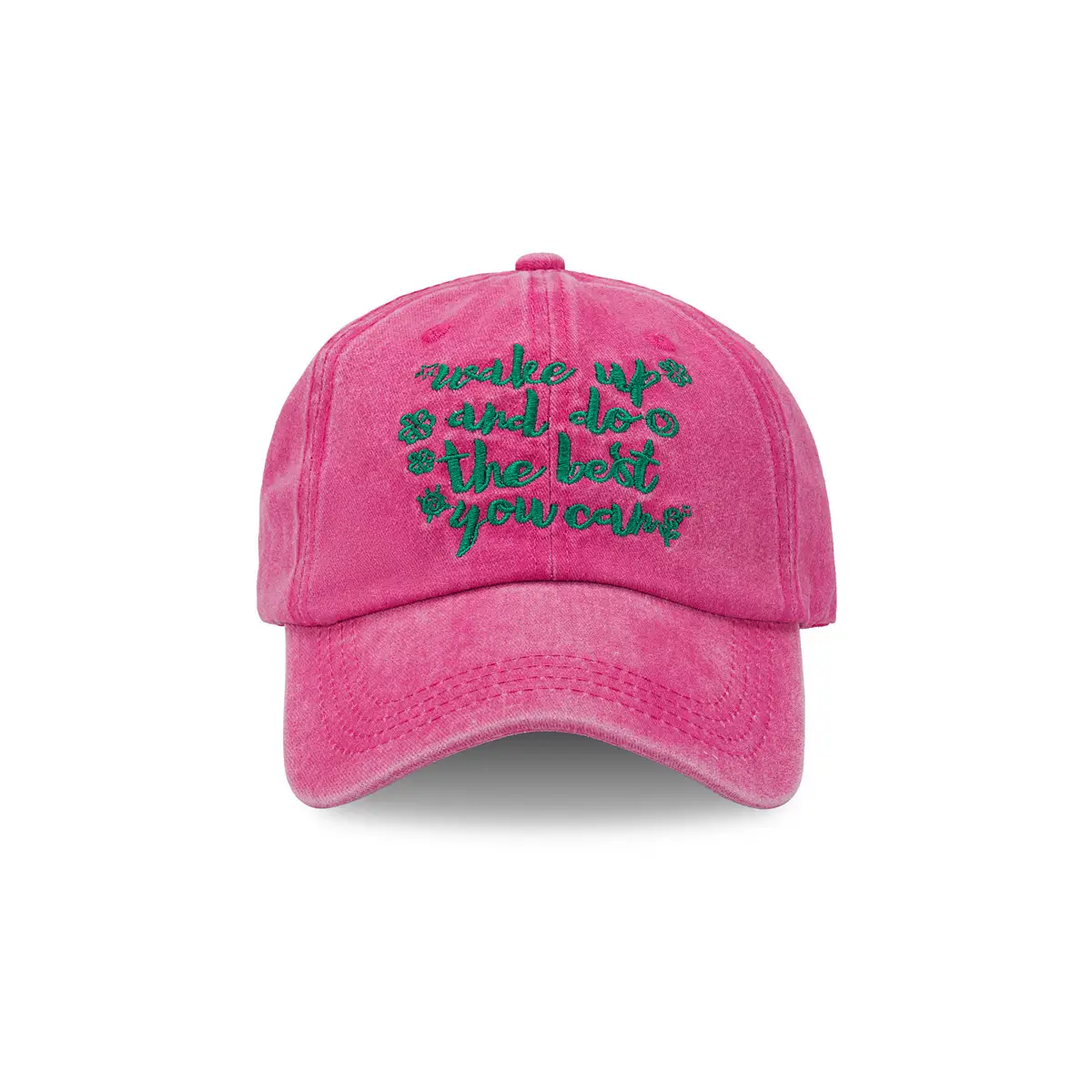 Women Vintage Washed Baseball Cap Sunshade Pink Embroidered - Image 3