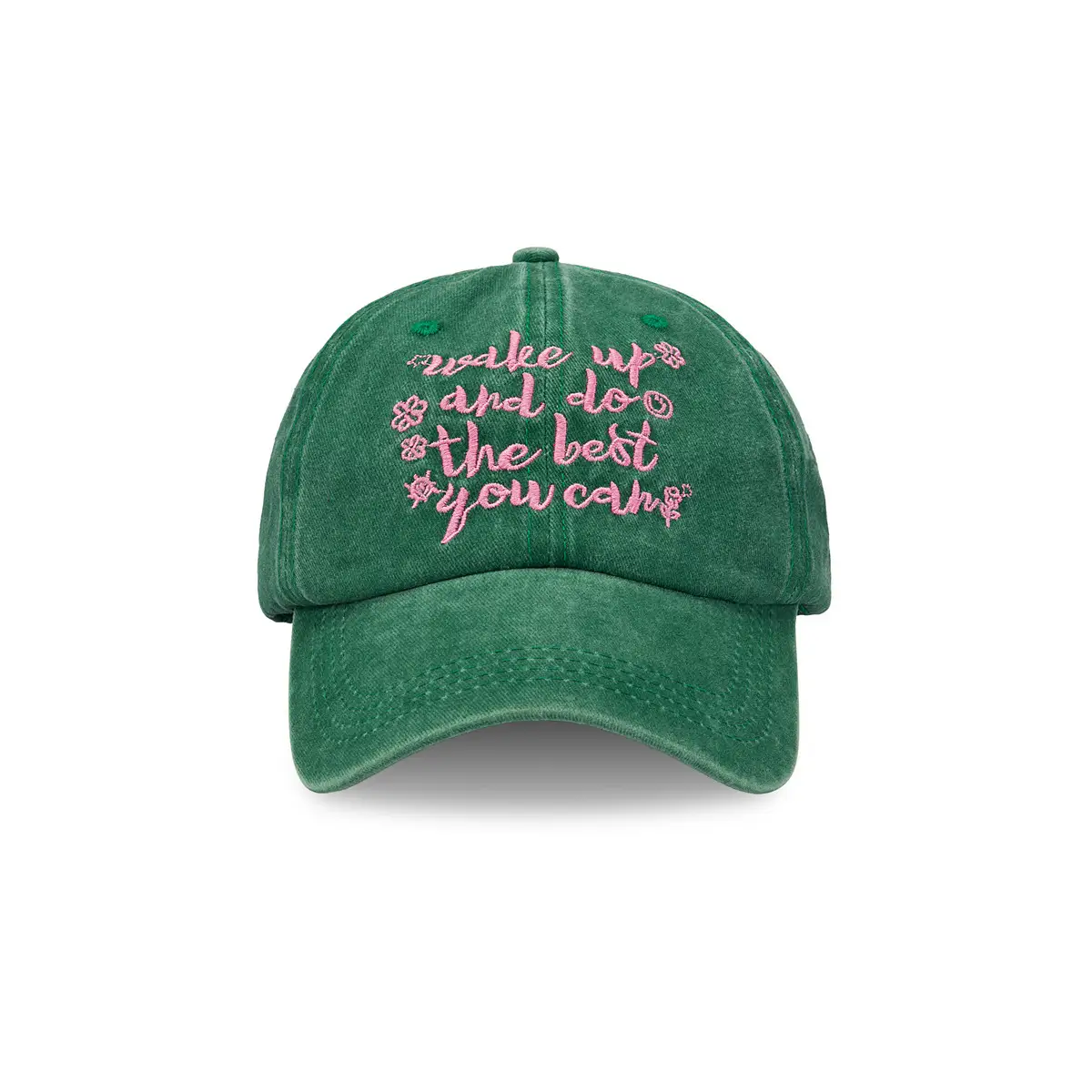 Women Vintage Washed Baseball Cap Sunshade Pink Embroidered - Image 4