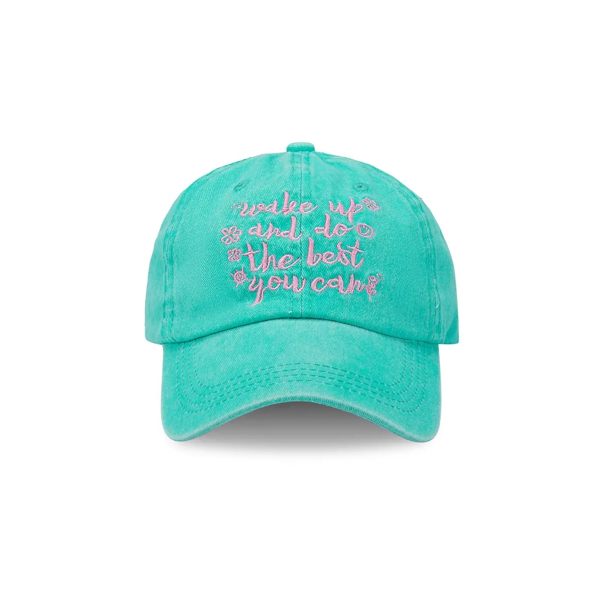 Women Vintage Washed Baseball Cap Sunshade Pink Embroidered - Image 5