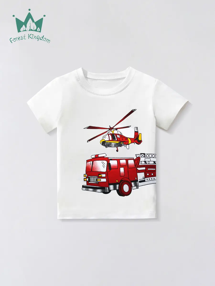 2025 Cotton Helicopter T-Shirt for Boys White - Image 2