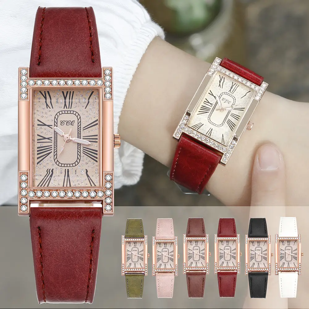 Luxury Square Watch for Girls with Diamond & Roman Numeral Design — feature 1
