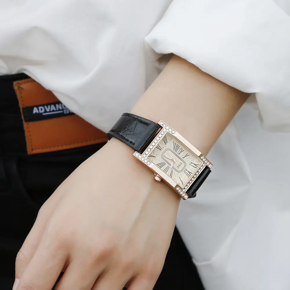 Luxury Square Watch for Girls with Diamond & Roman Numeral Design — feature 5