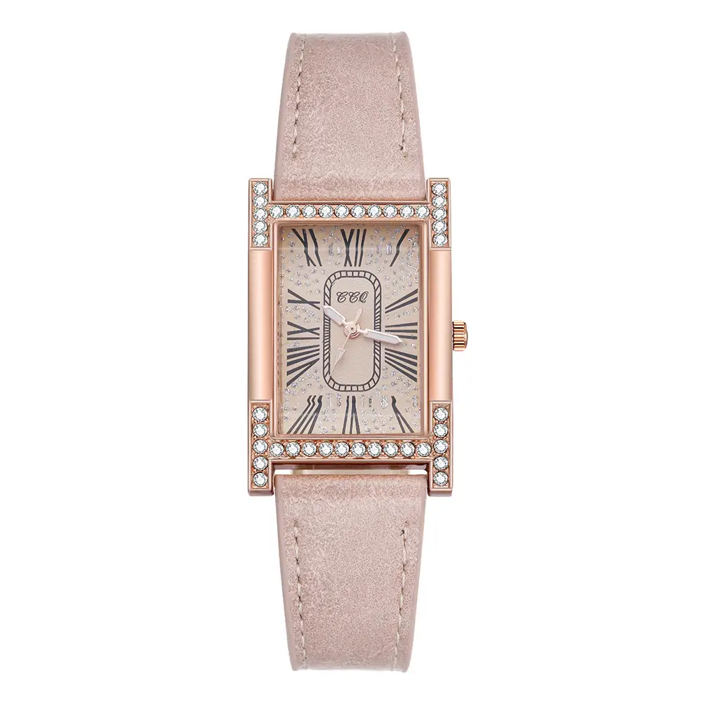 Luxury Square Watch for Girls with Diamond & Roman Numeral Design - Image 2