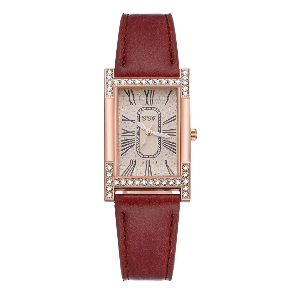 Luxury Square Watch for Girls with Diamond & Roman Numeral Design - Image 3