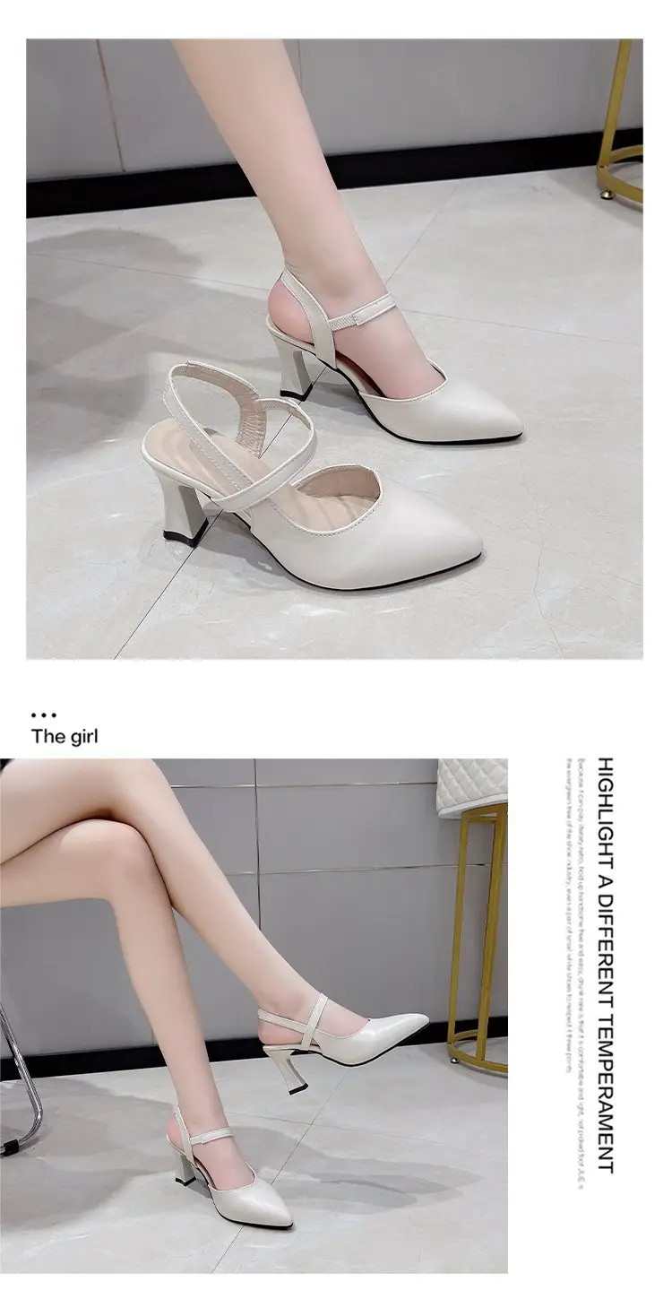 2023 Summer New Pointed Baotou Shoes with Mother Sandals Soft Leather High Heels for Women — feature 11