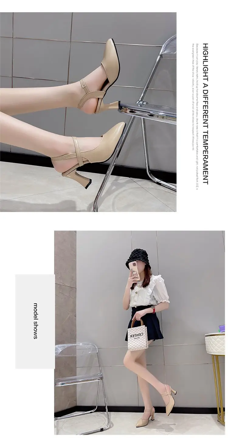 2023 Summer New Pointed Baotou Shoes with Mother Sandals Soft Leather High Heels for Women — feature 12
