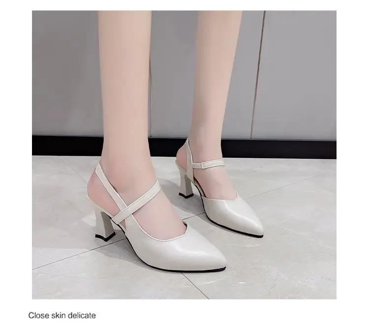 2023 Summer New Pointed Baotou Shoes with Mother Sandals Soft Leather High Heels for Women — feature 13