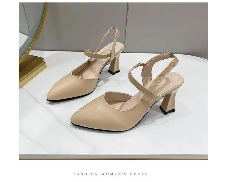 2023 Summer New Pointed Baotou Shoes with Mother Sandals Soft Leather High Heels for Women — feature 14