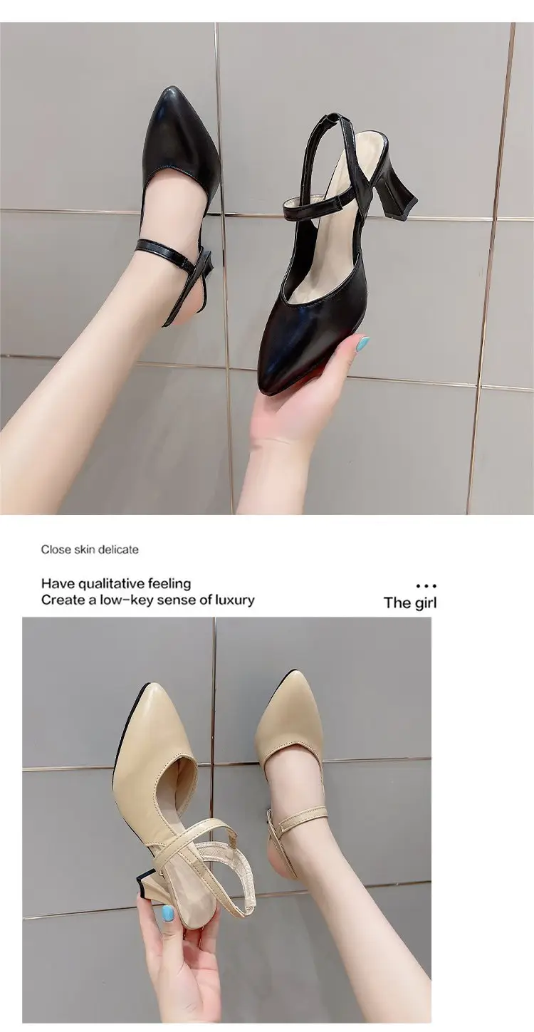 2023 Summer New Pointed Baotou Shoes with Mother Sandals Soft Leather High Heels for Women — feature 8