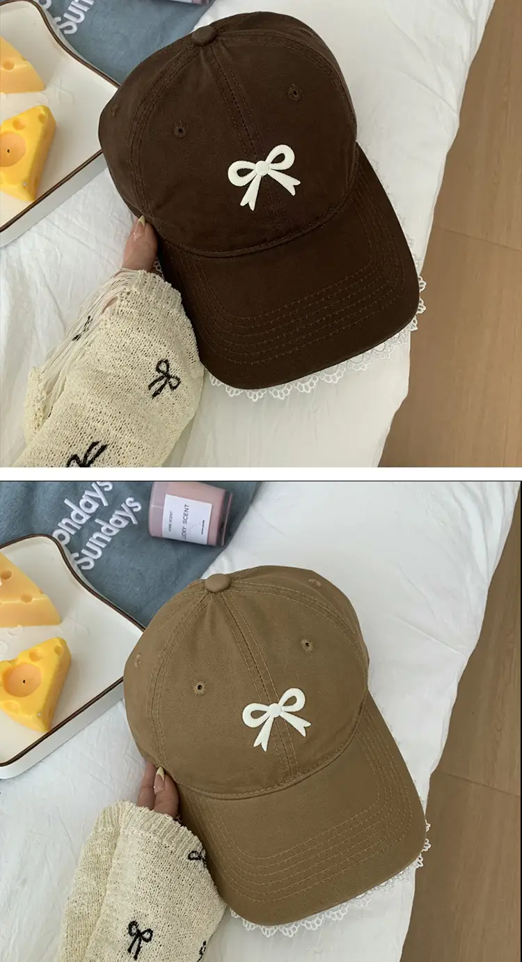 Women Bow Baseball Cap with Lace Trim & Wide Brim — feature 8