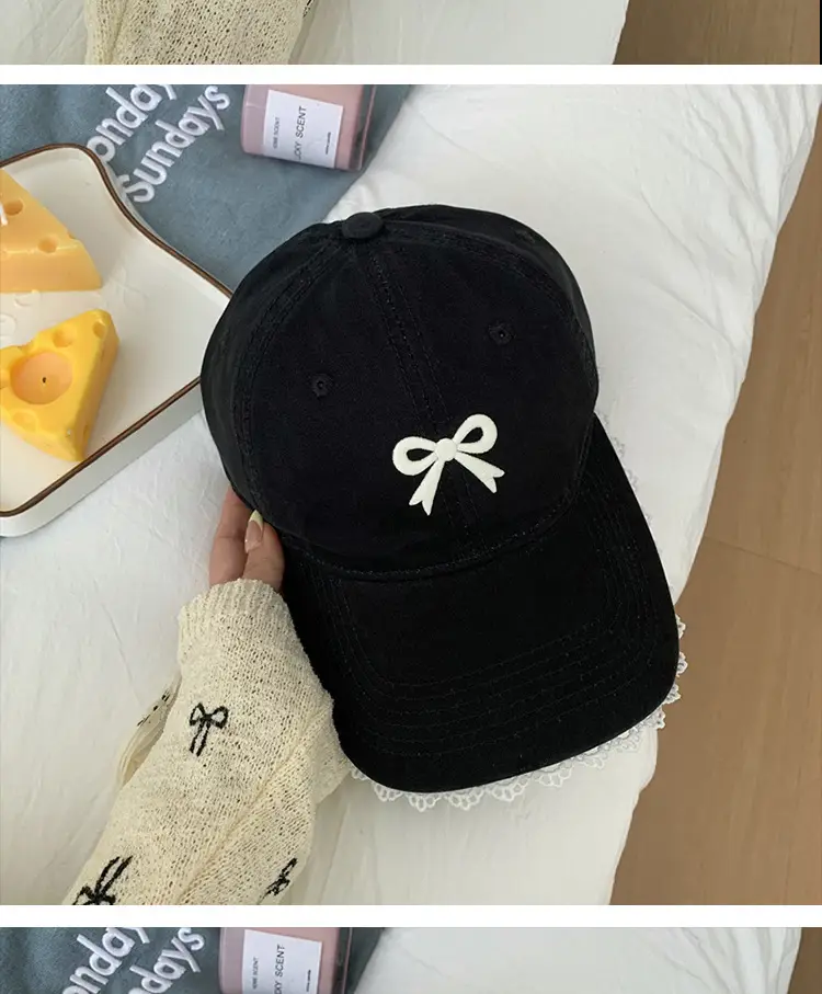 Women Bow Baseball Cap with Lace Trim & Wide Brim — feature 9