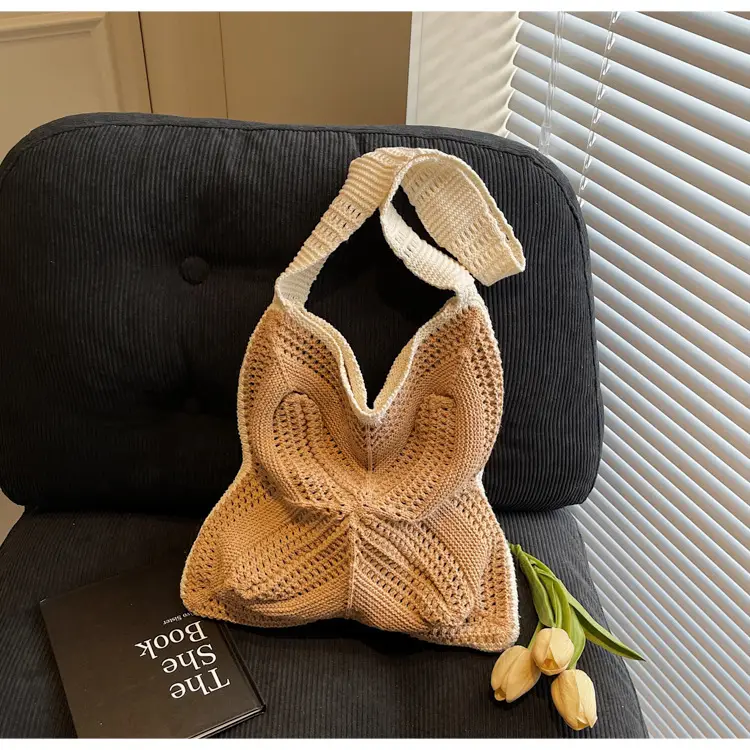 Women's Cross-Crochet Hollow Square Tassel Bag — feature 23