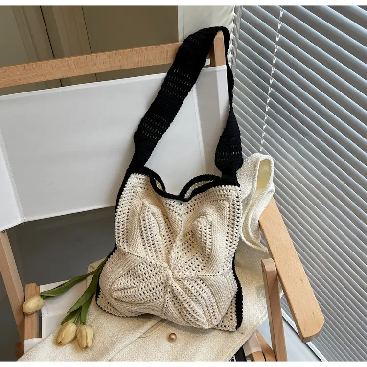 Women's Cross-Crochet Hollow Square Tassel Bag — feature 30