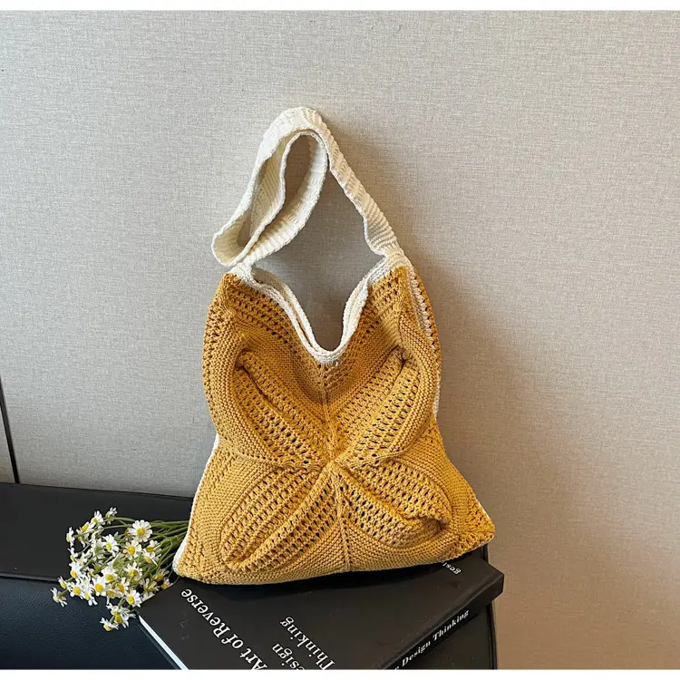 Women's Cross-Crochet Hollow Square Tassel Bag - Image 3