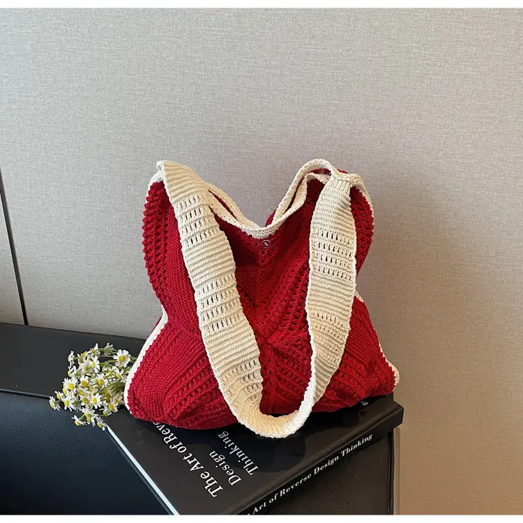 Women's Cross-Crochet Hollow Square Tassel Bag - Image 4