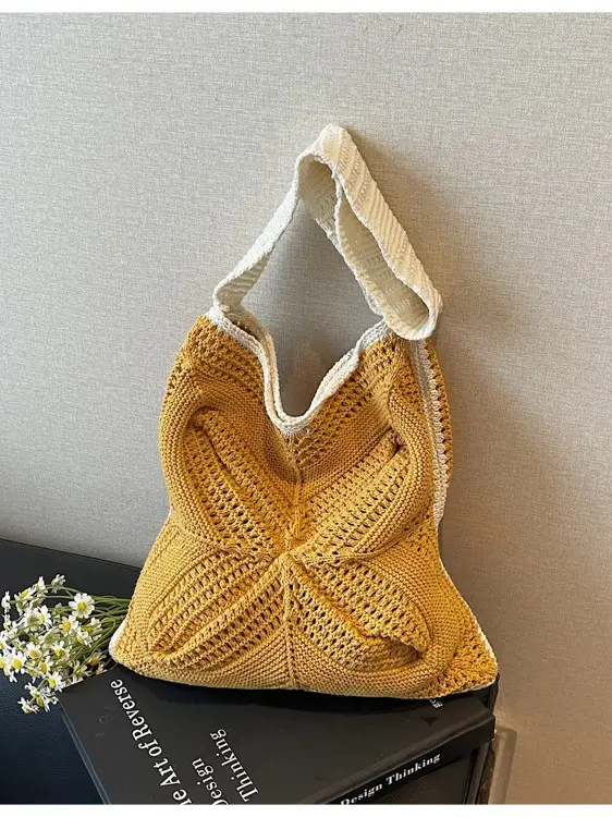 Women's Cream Crossbody Tote Bag with Tassel & Straw Design - Image 8