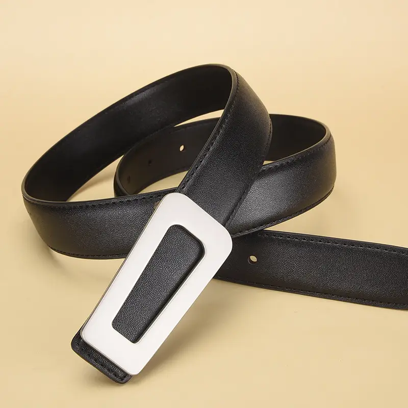 New Women's Black Leather Belt with White Case - Image 5